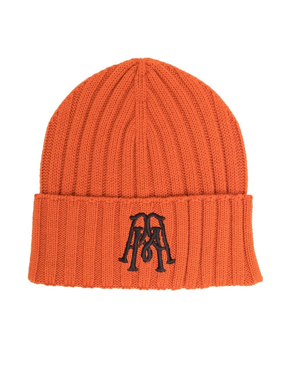 Paolo Pecora Kids embroidered-logo ribbed beanie - Orange von Paolo Pecora Kids