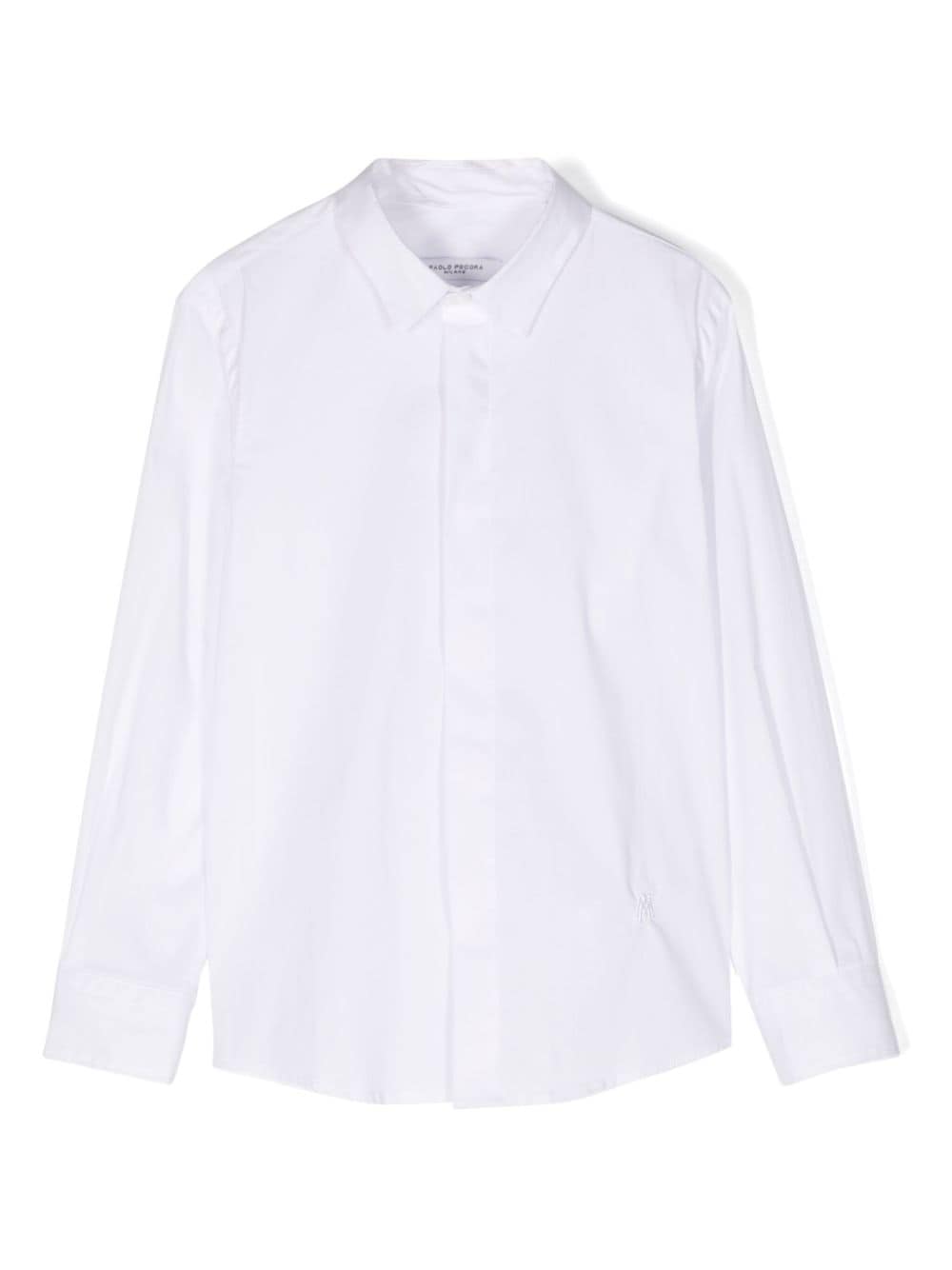 Paolo Pecora Kids logo-embroidered long-sleeve shirt - White von Paolo Pecora Kids