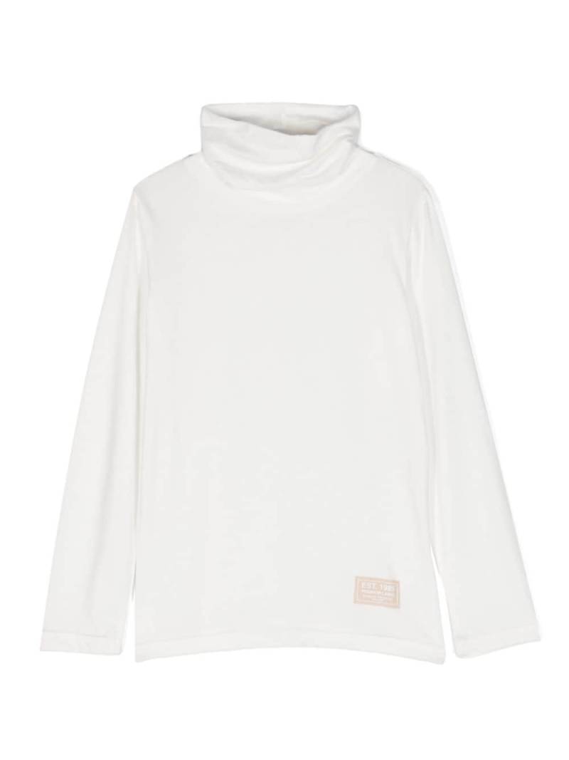 Paolo Pecora Kids logo-patch roll-neck T-shirt - White von Paolo Pecora Kids