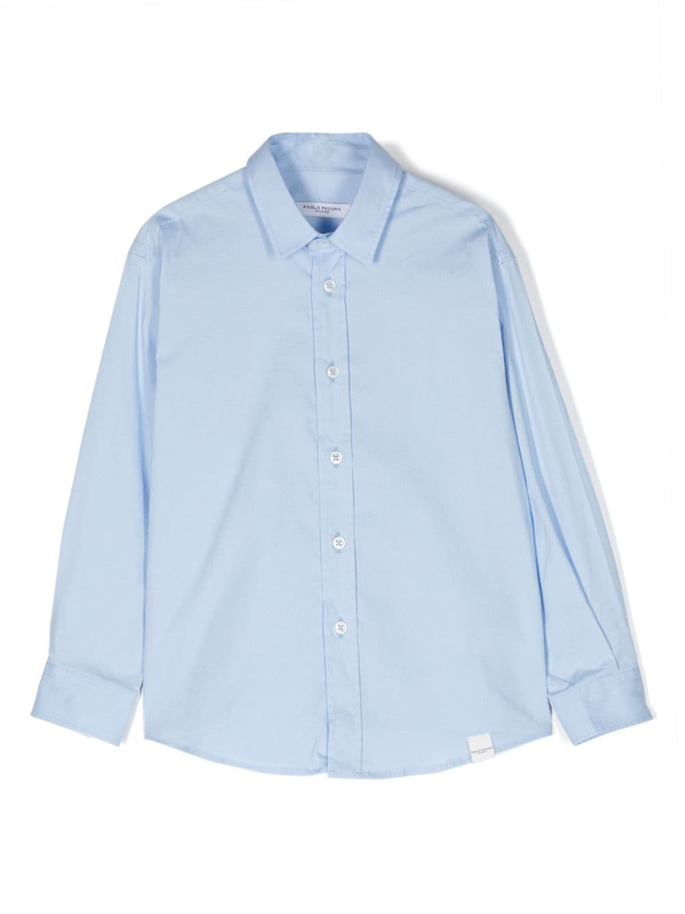 Paolo Pecora Kids logo-patch stretch-cotton shirt - Blue von Paolo Pecora Kids