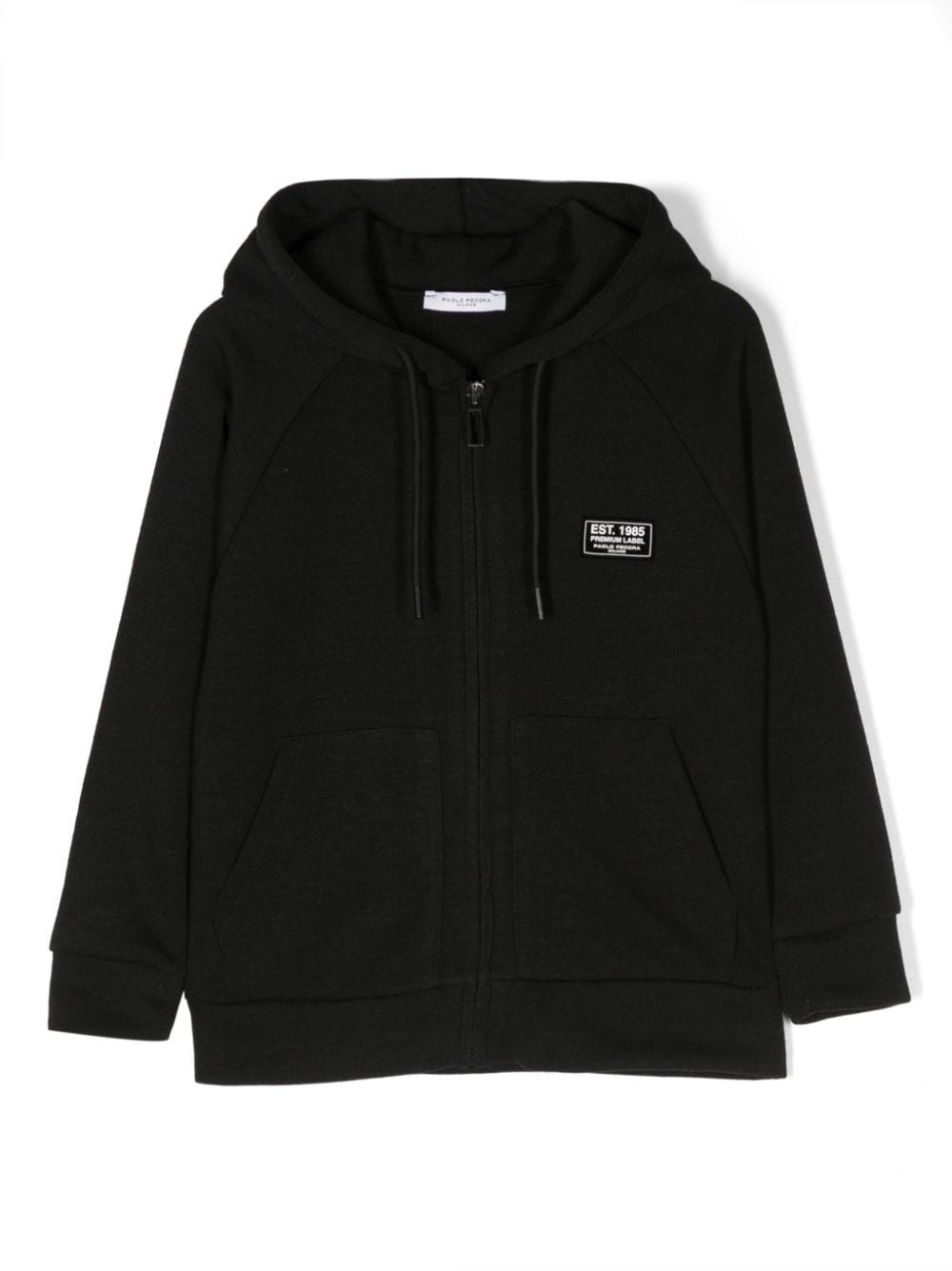 Paolo Pecora Kids logo-patch zip-up hoodie - Black von Paolo Pecora Kids