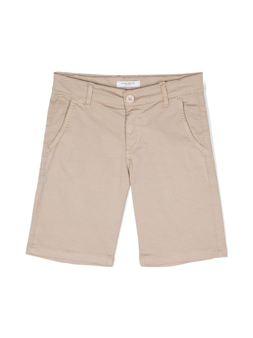 Paolo Pecora Kids straight-leg cotton shorts - Neutrals von Paolo Pecora Kids