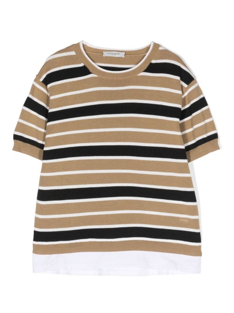 Paolo Pecora Kids stripe-pattern knitted T-shirt - Neutrals von Paolo Pecora Kids