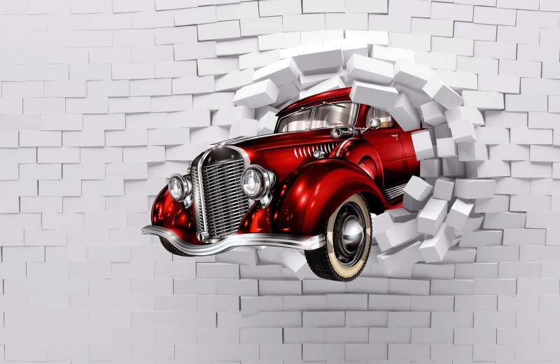 Papermoon Fototapete »3D ABSTRAKT DESIGN-VINTAGE OLDTIMER WANDDEKO XXL« von Papermoon