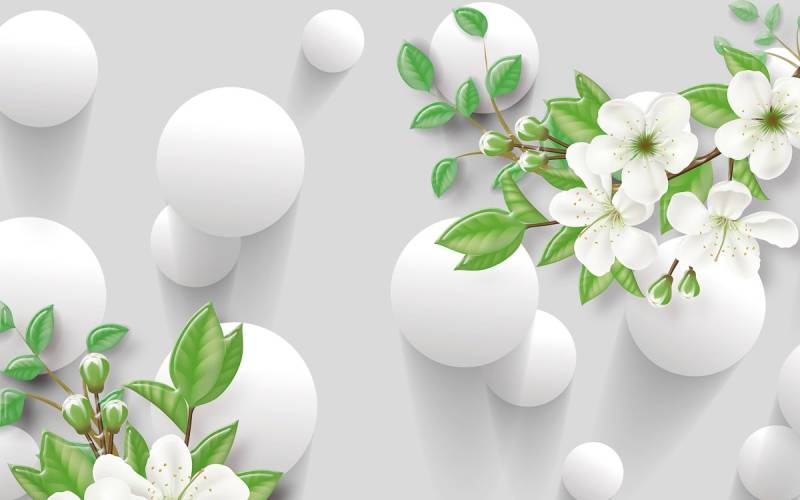 Papermoon Fototapete »Abstrakt 3D Effekt mit Blumen« von Papermoon