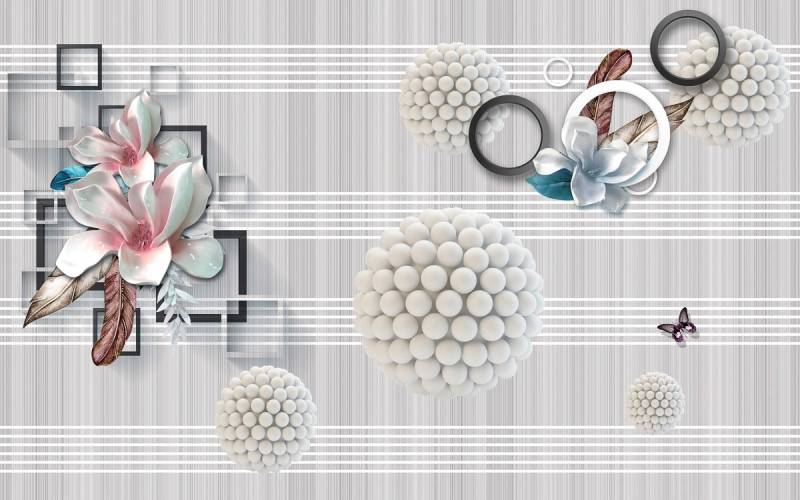 Papermoon Fototapete »Abstrakt 3D Effekt mit Blumen« von Papermoon