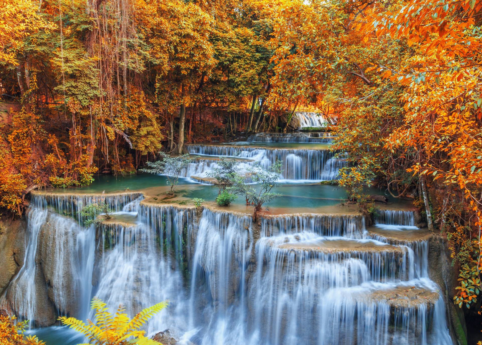 Papermoon Fototapete »Autumn Waterfall Thailand« von Papermoon