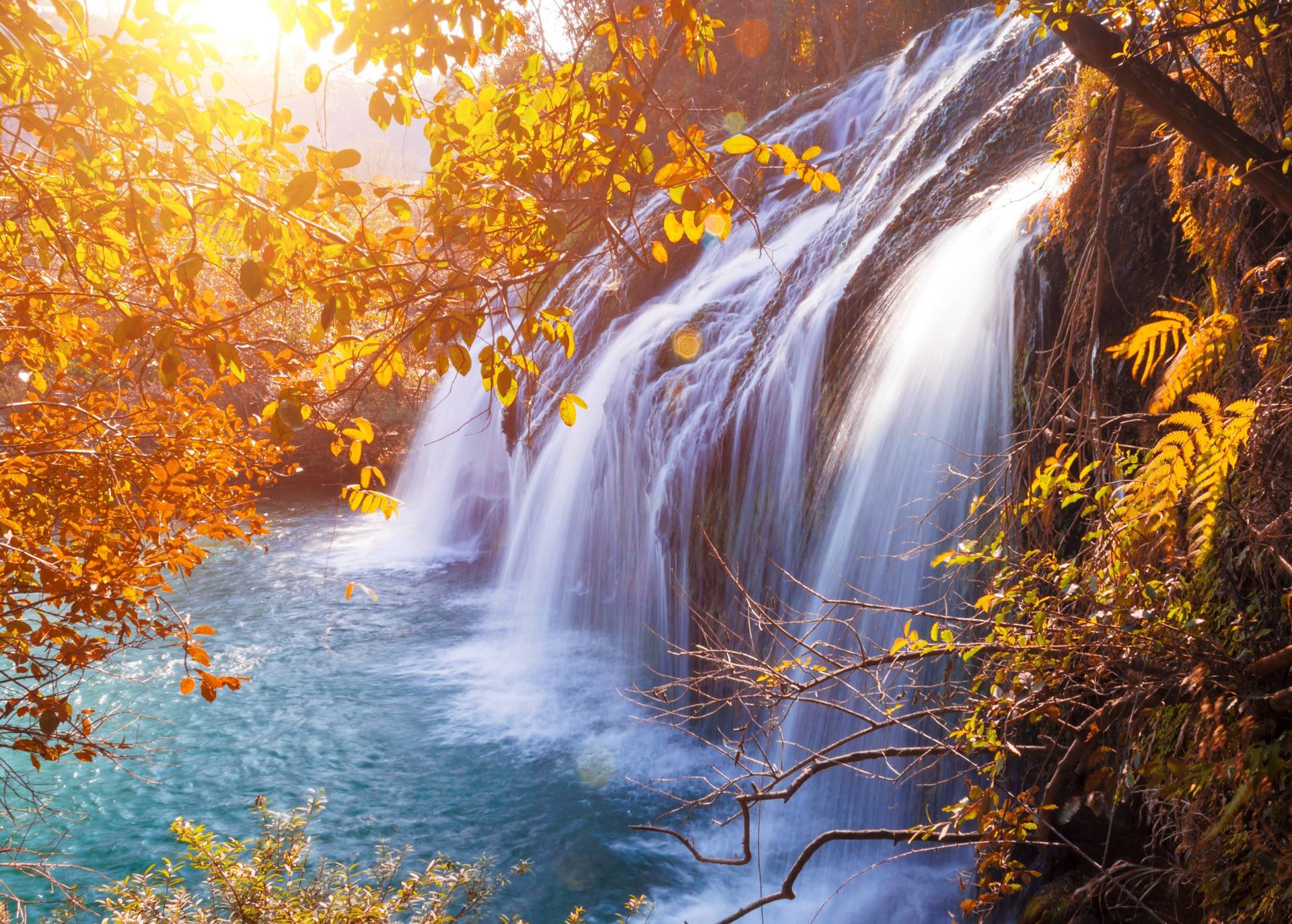 Papermoon Fototapete »Autumn Waterfall« von Papermoon