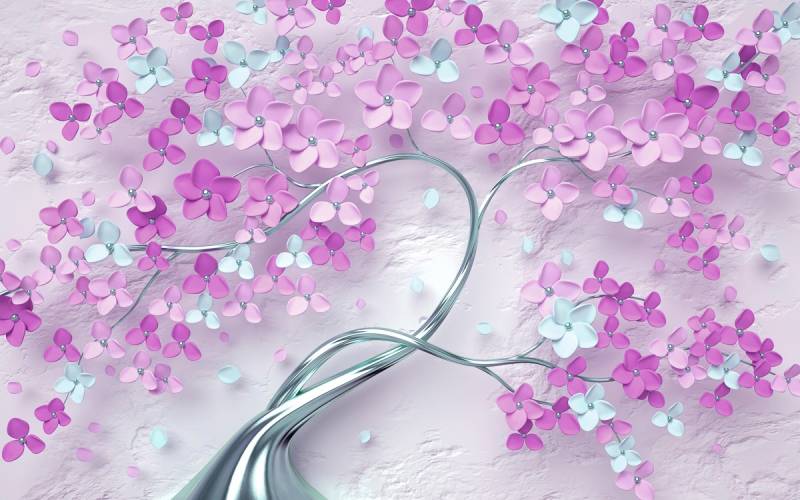 Papermoon Fototapete »Blumen Baum lila blau« von Papermoon