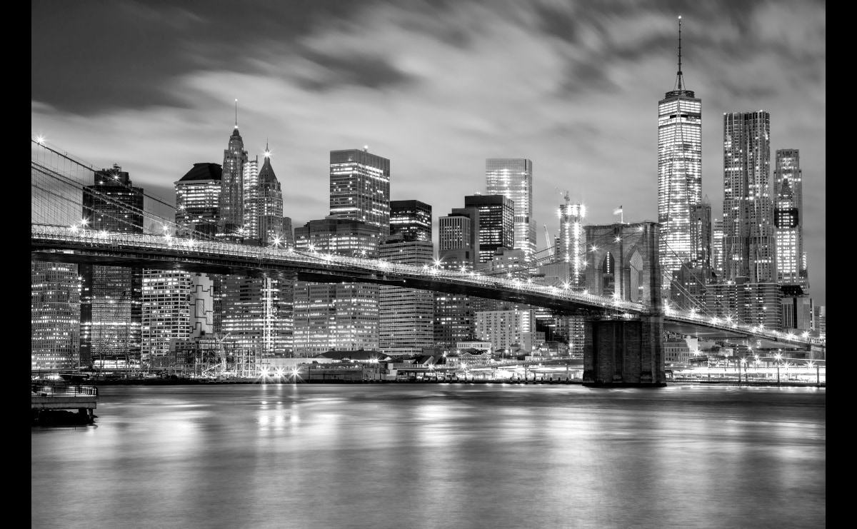 Papermoon Fototapete »Brooklyn Bridge Schwarz & Weiss« von Papermoon