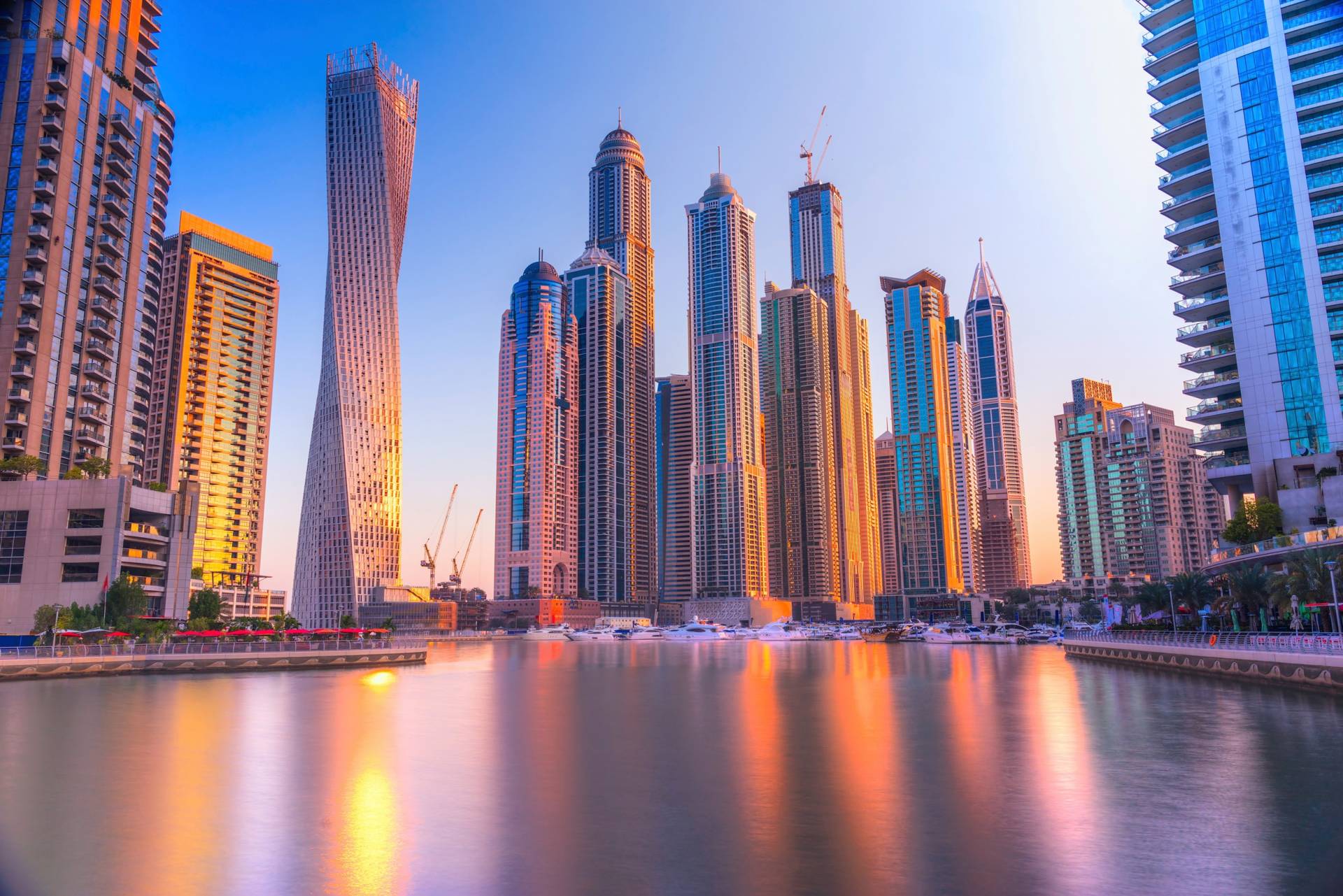 Papermoon Fototapete »DUBAI SKYLINE-MARINA EMIRAT CAYAN TOWER MEER KHALIFA« von Papermoon