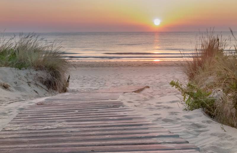 Papermoon Fototapete »DÜNEN-NORDSEE STRAND SONNENUNTERGANG MEER NATUR DESIGN« von Papermoon
