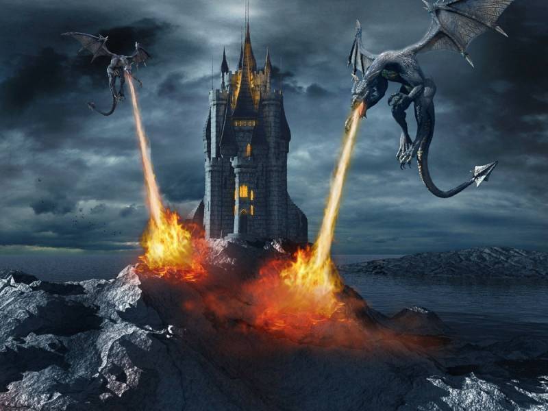 Papermoon Fototapete »Drachen unter Beschuss« von Papermoon
