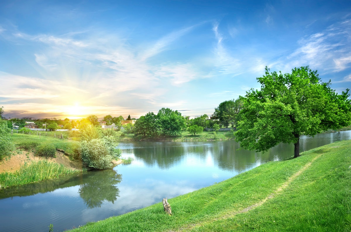 Papermoon Fototapete »Fluss in Landschaft« von Papermoon