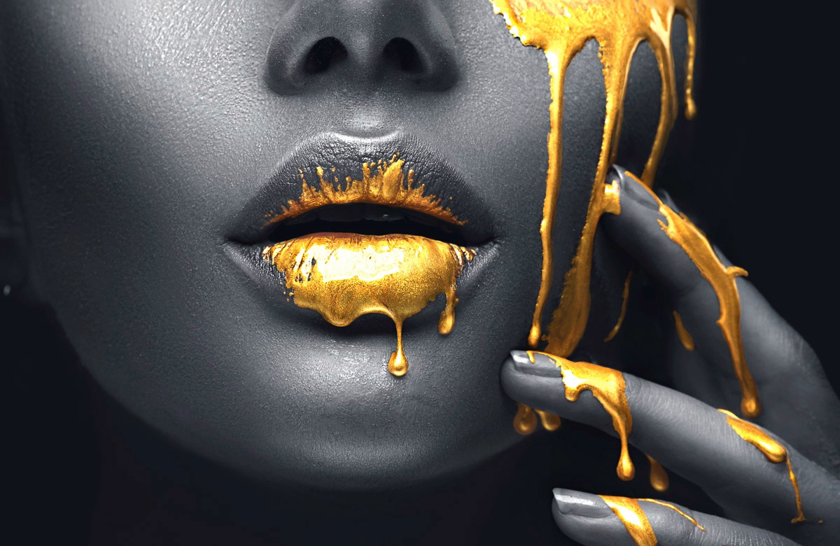 Papermoon Fototapete »GOLDENE LIPPEN-SCHMUCK ART DESIGN ABSTRAKT MUSTER KUNST« Papermoon Fototapete »GOLDENE LIPPEN-SCHMUCK ART DESIGN ABSTRAKT MUSTER KUNST« von Papermoon