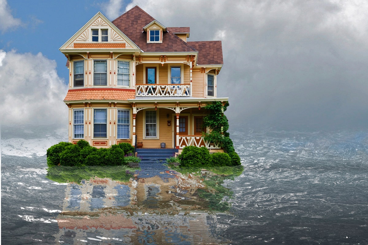Papermoon Fototapete »Haus im Wasser« von Papermoon