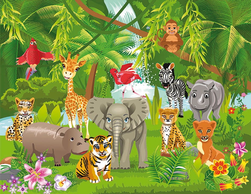 Papermoon Fototapete »Kids Jungle Animals« von Papermoon