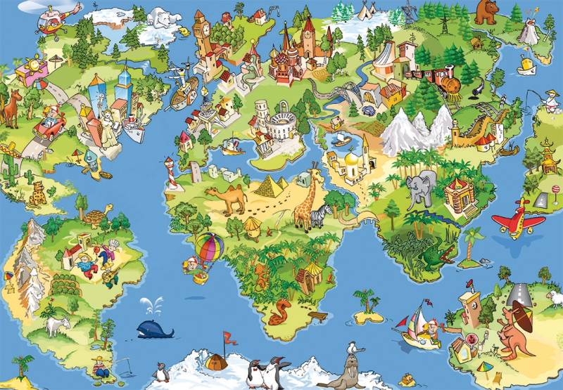 Papermoon Fototapete »Kids World Map« von Papermoon