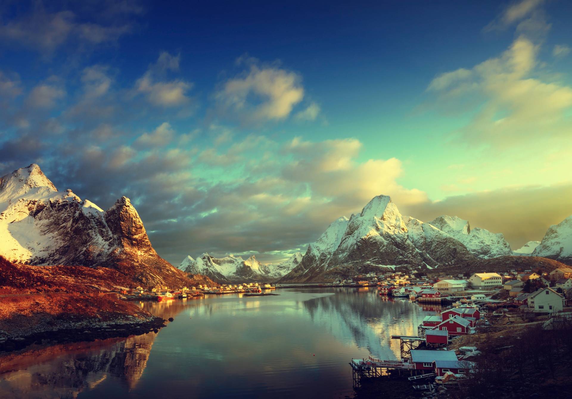 Papermoon Fototapete »LOFOTEN-INSELN-SEE GEBIRGE BERGE ALPEN SONNE DORF MEER« Papermoon Fototapete »LOFOTEN-INSELN-SEE GEBIRGE BERGE ALPEN SONNE DORF MEER« von Papermoon