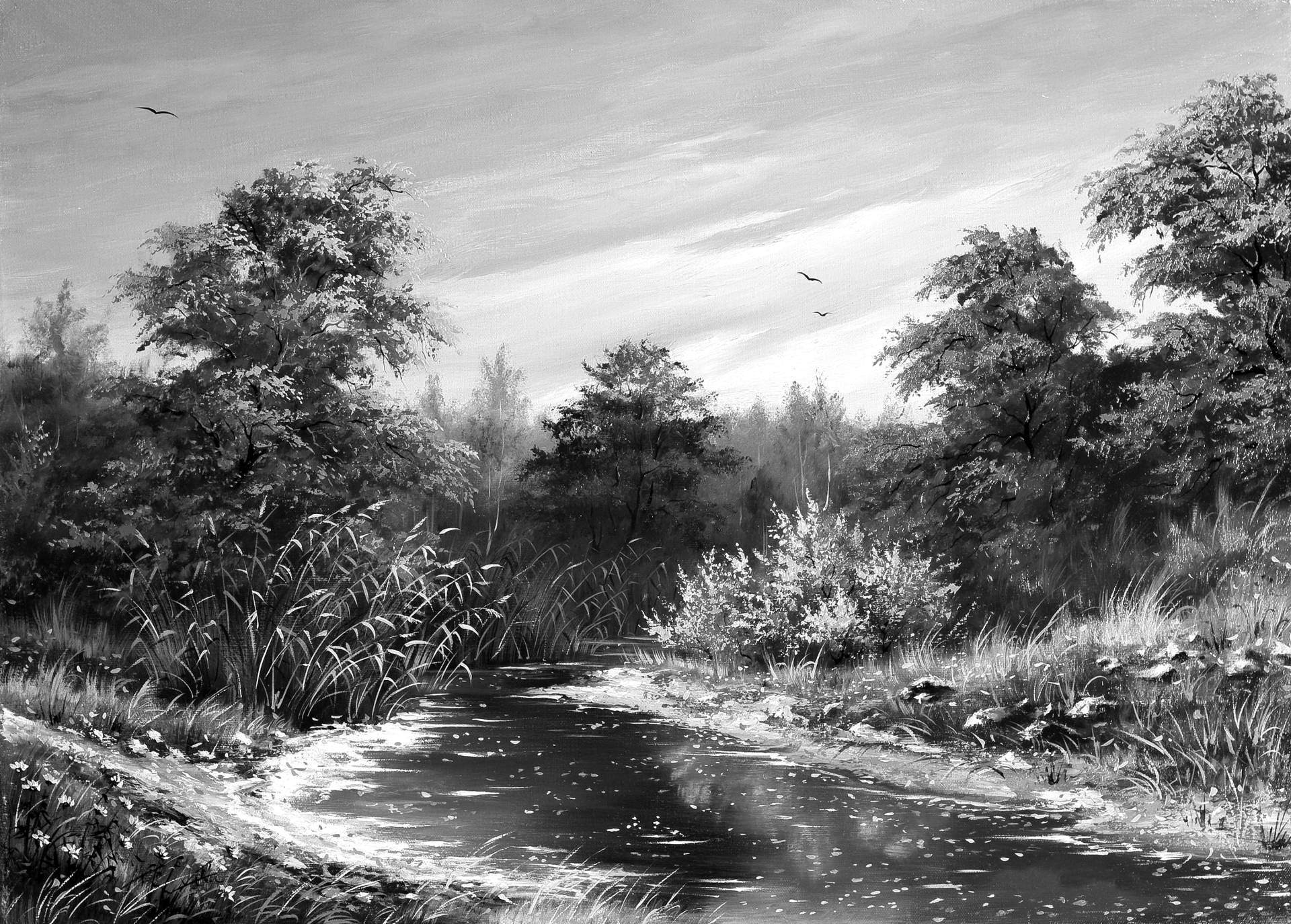 Papermoon Fototapete »Landschaft Schwarz & Weiss« von Papermoon