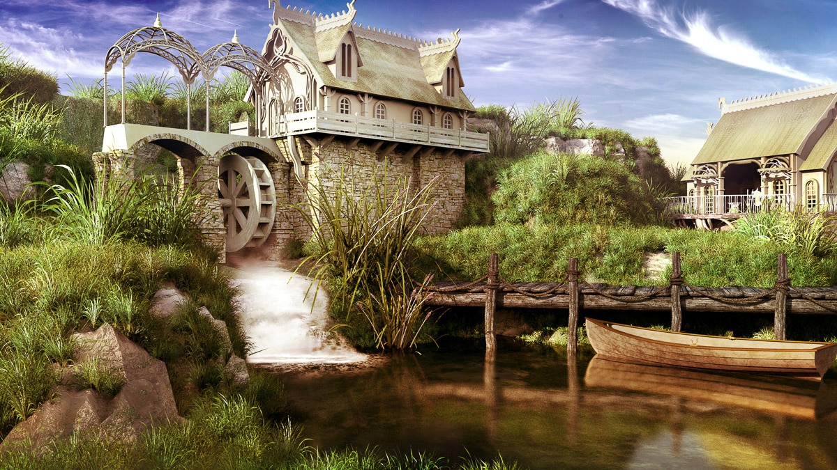 Papermoon Fototapete »Märchenhafte Wassermühle« von Papermoon