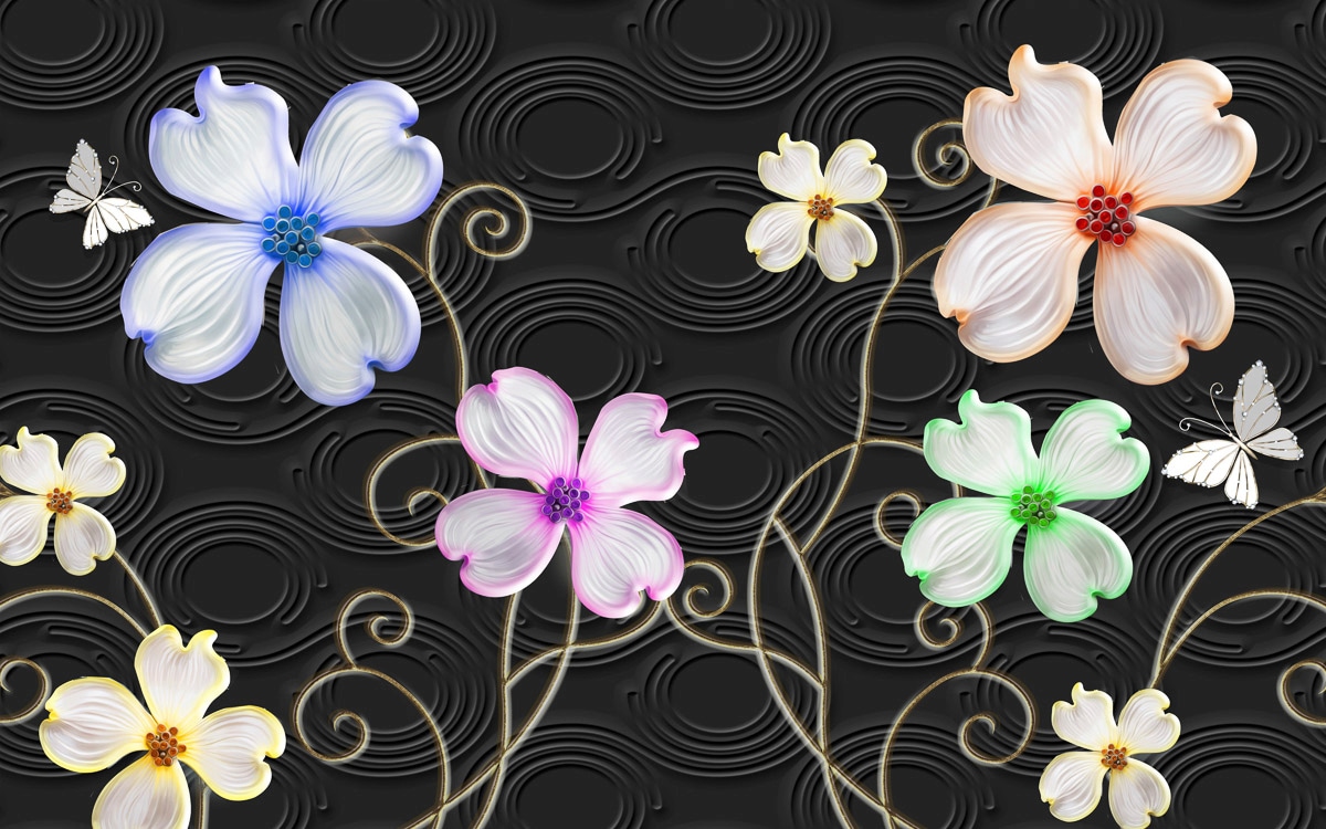 Papermoon Fototapete »Muster mit Blumen« von Papermoon