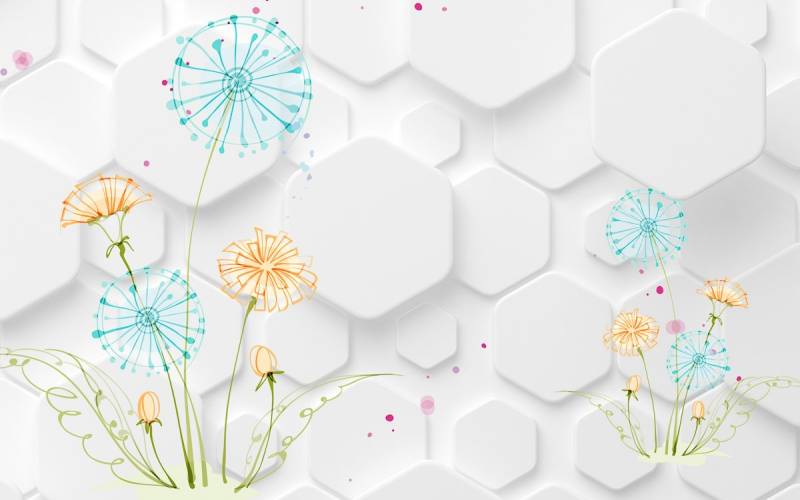 Papermoon Fototapete »Muster mit Blumen« von Papermoon
