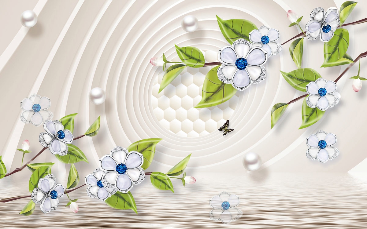 Papermoon Fototapete »Muster mit Blumen« Papermoon Fototapete »Muster mit Blumen« von Papermoon