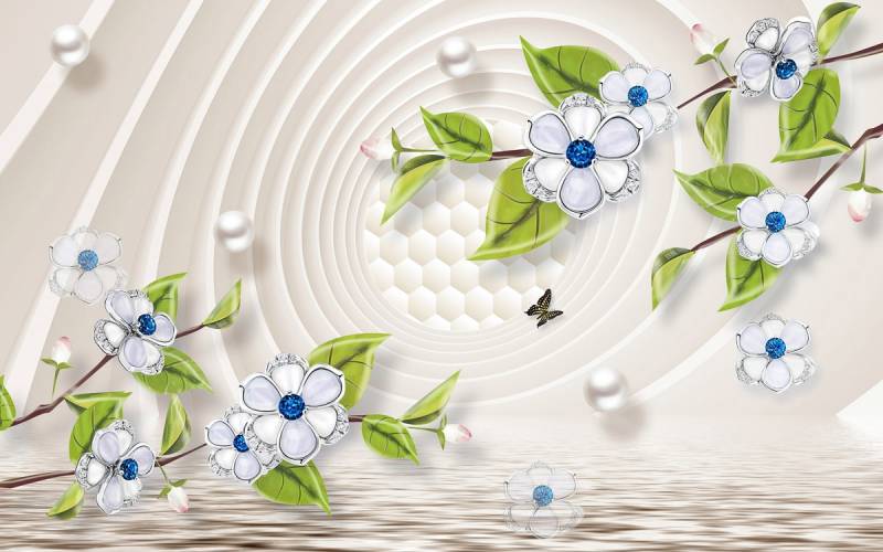 Papermoon Fototapete »Muster mit Blumen« von Papermoon