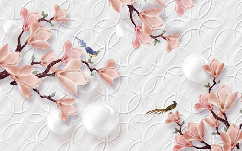 Papermoon Fototapete »Muster mit Blumen« von Papermoon