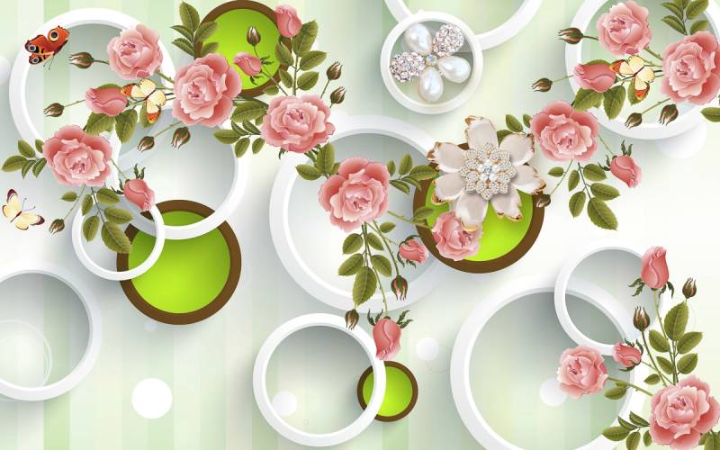Papermoon Fototapete »Muster mit Blumen« von Papermoon