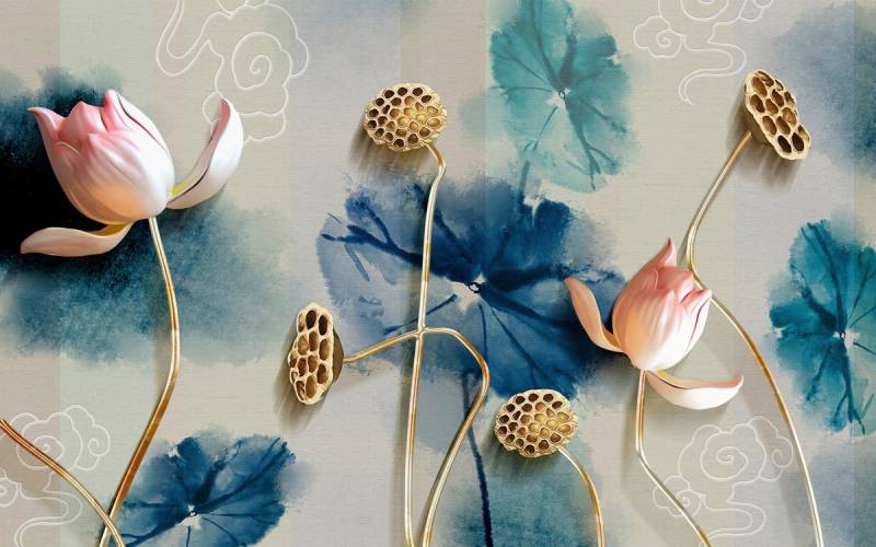 Papermoon Fototapete »Muster mit Blumen« von Papermoon