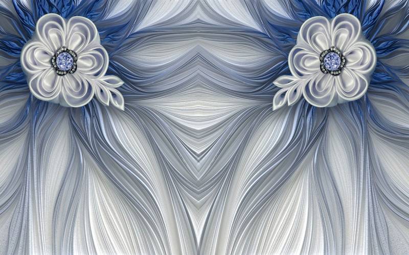 Papermoon Fototapete »Muster mit Blumen blau« von Papermoon
