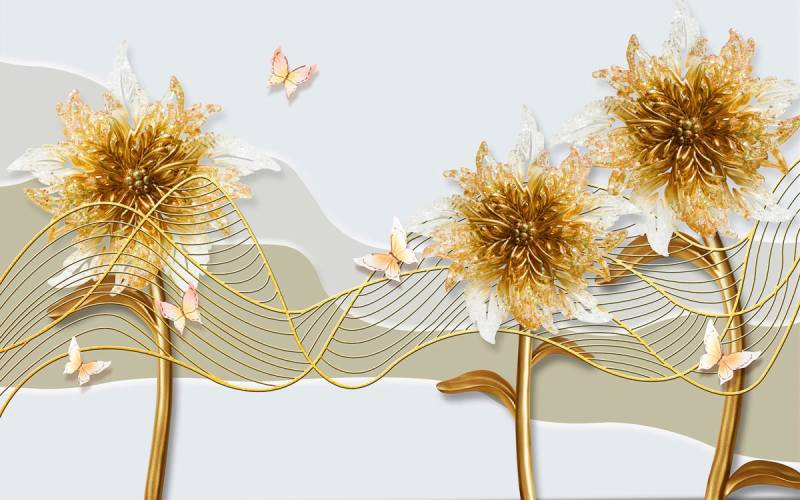 Papermoon Fototapete »Muster mit Blumen und Schmetterlingen« von Papermoon
