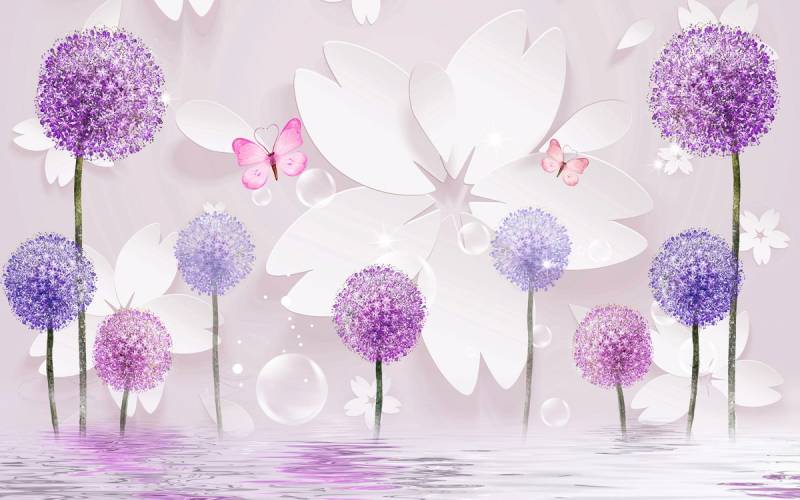 Papermoon Fototapete »Muster mit Blumen und Wasser« von Papermoon