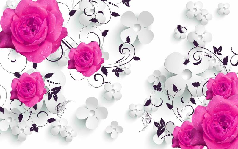 Papermoon Fototapete »Muster mit Rosen« von Papermoon