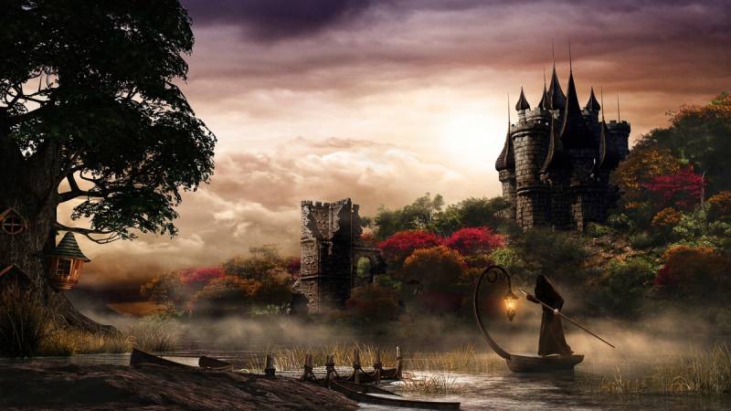 Papermoon Fototapete »Mystery Lake und Castle« von Papermoon