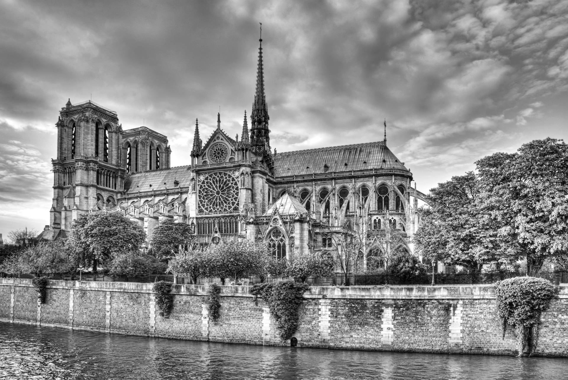 Papermoon Fototapete »Notre Dame Schwarz & Weiss« von Papermoon