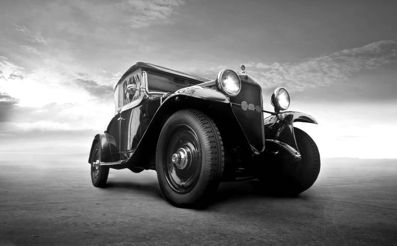 Papermoon Fototapete »Oldtimer Schwarz Weiss« von Papermoon