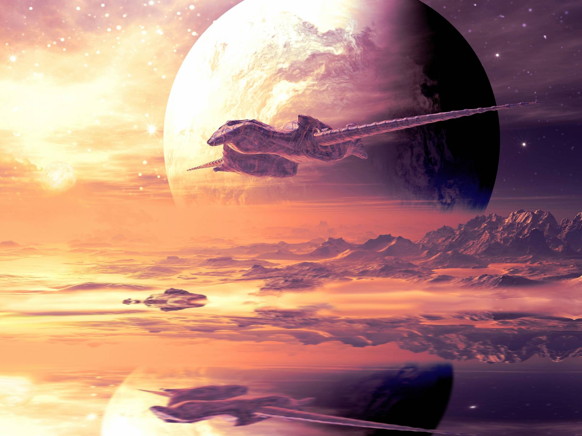 Papermoon Fototapete »PLANETEN-FANTASIE FUTURISTISCH ALIEN MOON GALAXIE XXL« von Papermoon