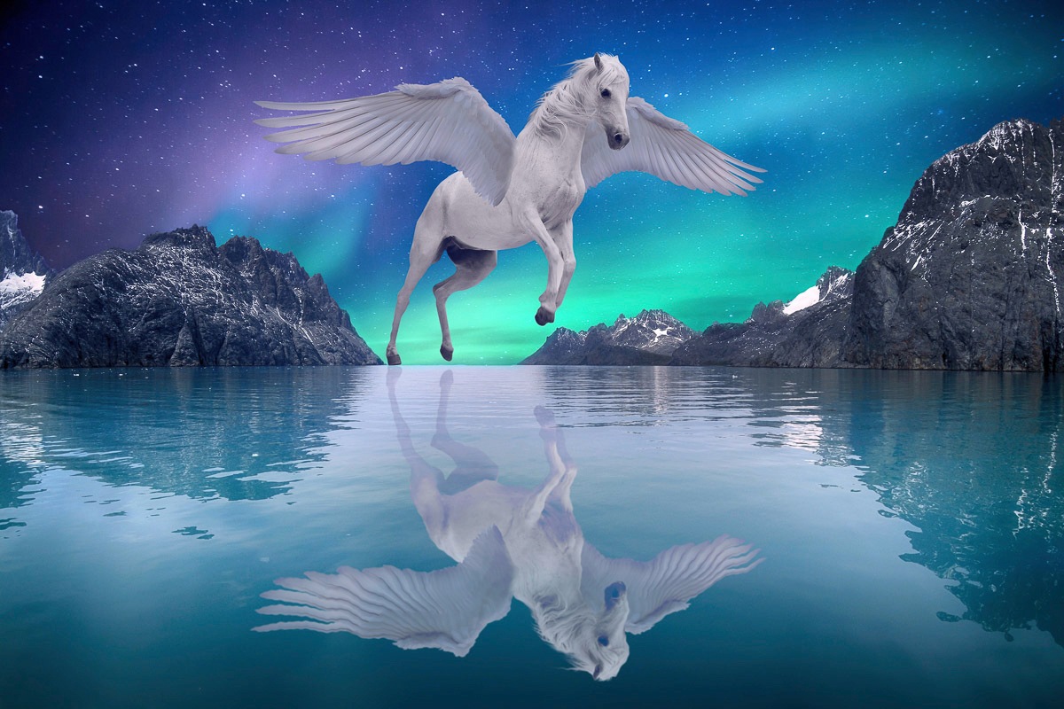 Papermoon Fototapete »Pegasus überm Wasser« von Papermoon