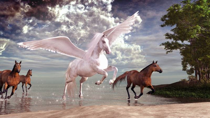 Papermoon Fototapete »Pegasus und Pferde« von Papermoon