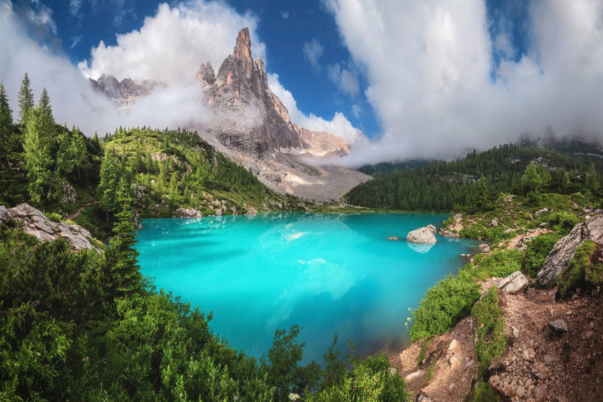Papermoon Fototapete »Photo-Art JEAN CLAUDE CASTOR, VENETIEN - LAGO DI SORAPIS PANORAMA« von Papermoon