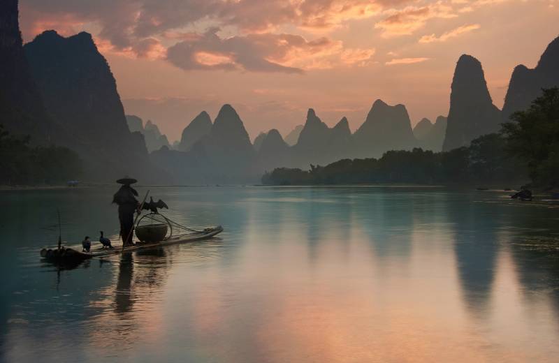 Papermoon Fototapete »Photo-Art YAN ZHANG, LI RIVER SUNRISE« von Papermoon