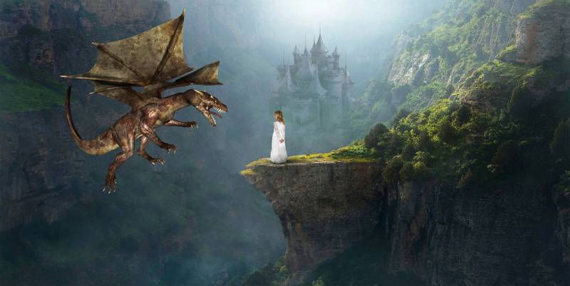 Papermoon Fototapete »Prinzessin und Drache« von Papermoon