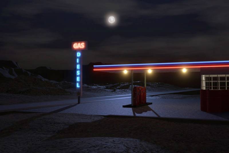 Papermoon Fototapete »RETRO TANKSTELLE-ROUTE 66 3D DESIGN AUTOS MOTORRAD XXL« von Papermoon