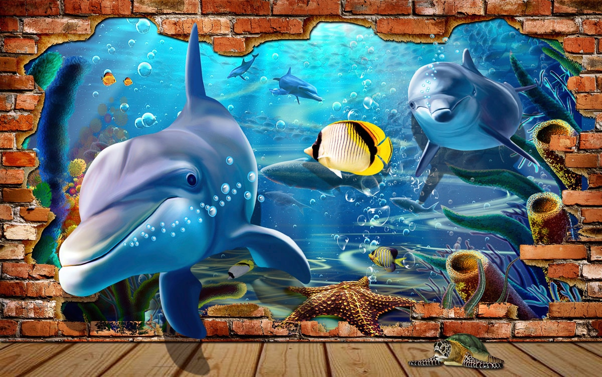 Papermoon Fototapete »Unterwasserwelt mit Mauer« von Papermoon