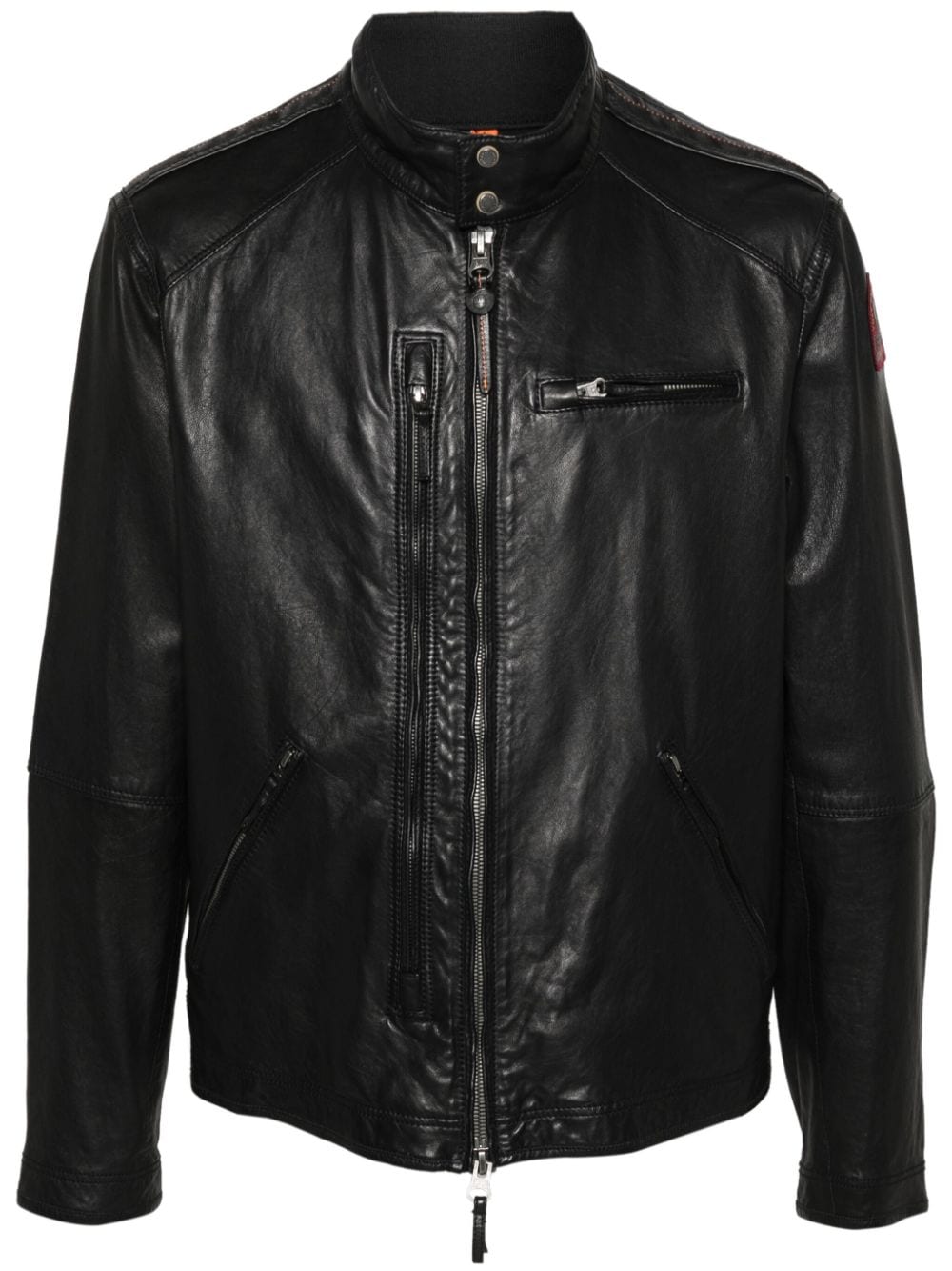 Parajumpers Justin zip-up leather jacket - Black von Parajumpers