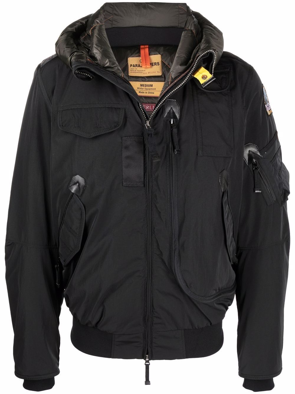 Parajumpers logo-patch hooded down jacket - Black von Parajumpers