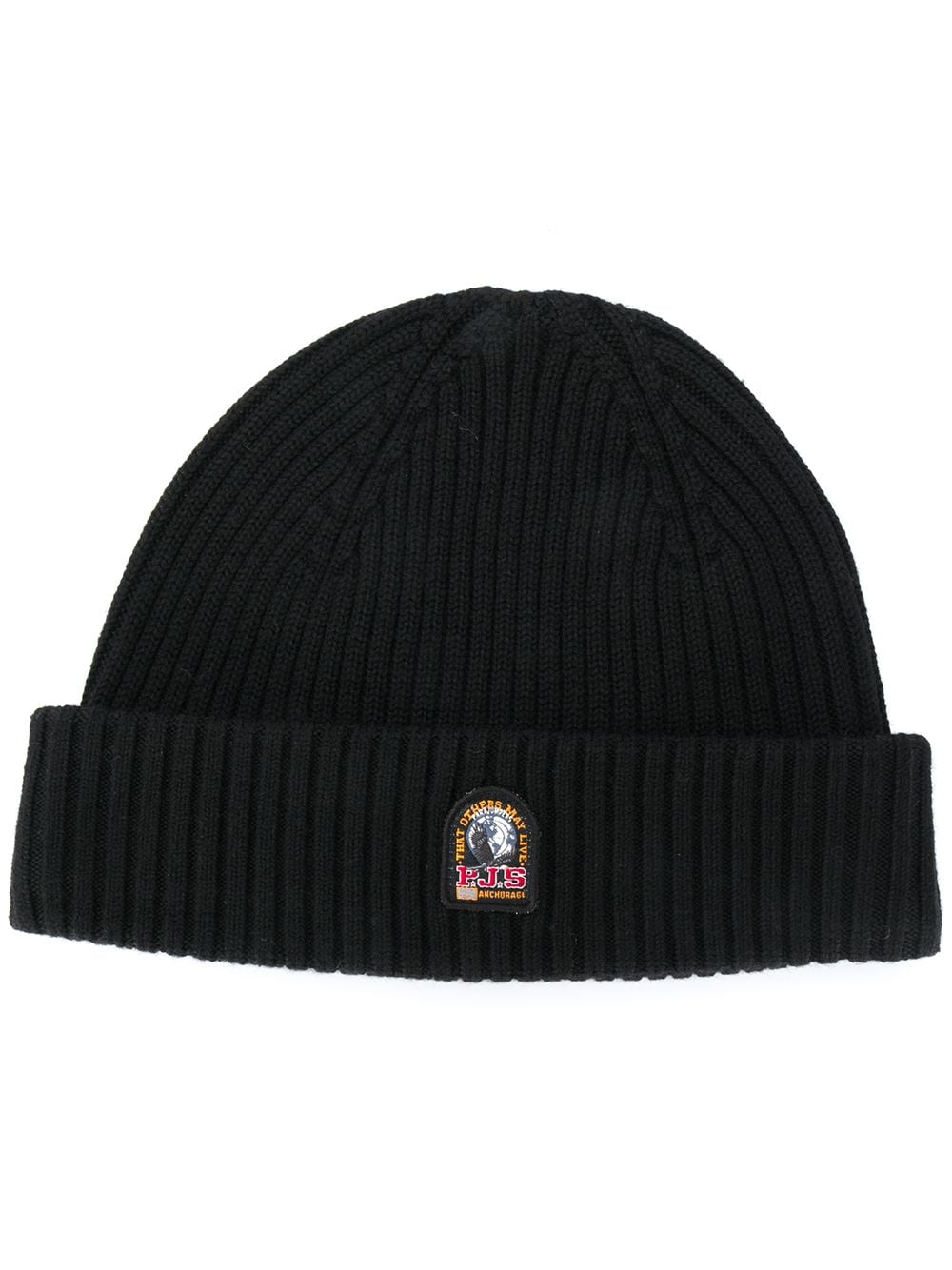 Parajumpers logo patch ribbed beanie - Black von Parajumpers